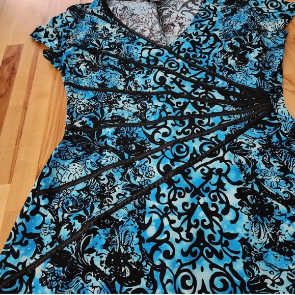 Y2K Dress Size 14 Connected Apparel Blue Black Goth Fairy Whimsical 31" waist - Picture 10 of 15